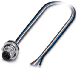 Sensor actuator cable, M12-flange plug, straight to open end, 4 pole, 0.5 m, 4 A, 1419629