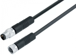 Sensor actuator cable, M8-cable plug, straight to M8-cable socket, straight, 3 pole, 1 m, PUR, black, 4 A, 79 5032 10 03