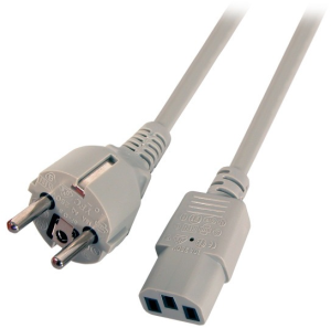 Power cord, Europe, plug type E + F, straight on C13 jack, straight, H05VV-F3G0.75mm², gray, 3 m