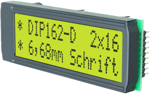 LCD text display EA DIP162-DHNLED, black, yellow/green