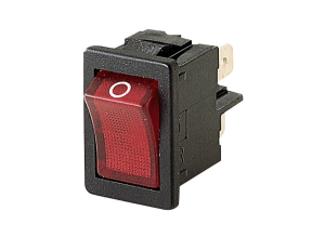 Rocker switch, red, 2-pole, On-Off, 4 (1) A/250 VAC, IP40