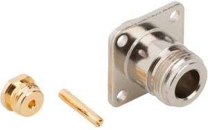 N socket 50 Ω, 0.085 semi-rigid, 0.086 semi-rigid, solder connection, straight, 082-6098-RFX