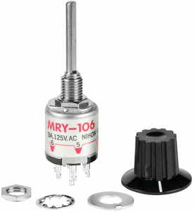 Step rotary switches, 1 pole, 6 stage, 60°, interrupting, 3 A, 125 V, MRY106-A