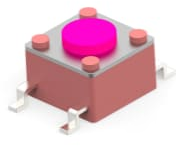 Short-stroke pushbutton, Form A (N/O), 50 mA/24 VDC, unlit , actuator (pink, L 0.7 mm), 2.54 N, SMD