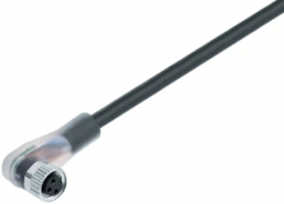 Sensor actuator cable, M8-cable socket, angled to open end, 4 pole, 2 m, PUR, black, 4 A, 77 3608 0000 50004-0200