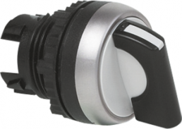 Rotary switch, unlit, groping, waistband round, black, front ring silver, 2 x 45°, mounting Ø 29.9 mm, L21MD03