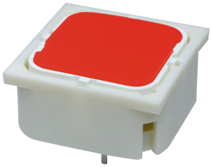 Short-stroke pushbutton, Form A (N/O), 250 mA/35 V AC/DC, illuminated, actuator (red, L 0.7 mm), 2.9 N, THT