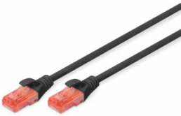 Patch cable, RJ45 plug, straight to RJ45 plug, straight, Cat 6, U/UTP, PVC, 3 m, black
