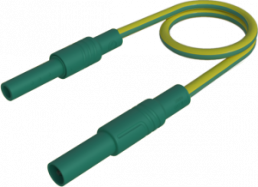 Measuring lead with (4 mm plug, straight) to (4 mm socket, straight), 2 m, yellow/green, PVC, 2.5 mm², CAT III