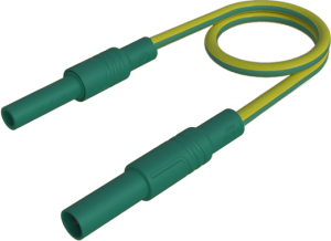 Measuring lead with (4 mm plug, straight) to (4 mm socket, straight), 1 m, yellow/green, PVC, 2.5 mm², CAT III