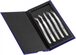 ESD SMD tweezers kit (5 tweezers), uninsulated, antimagnetic, stainless steel, K5SMDF