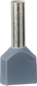 Insulated twin wire end ferrule, 2.5 mm², 18.5 mm long, NF C 63-023, gray, AZ5DE0255