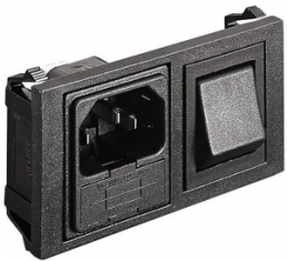 Plug C14, 3 pole, screw mounting, plug-in connection, black, BZH01/Z0000/10