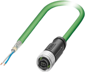 Sensor actuator cable, M12-SPE cable socket, straight to open end, 2 pole, 1 m, PUR, green, 1478368