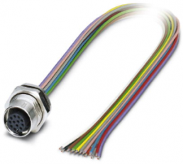 Sensor actuator cable, M12-flange socket, straight to open end, 12 pole, 0.5 m, 1.5 A, 1419713
