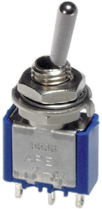 Toggle switch, metal, 1 pole, latching, On-Off-On, 4 A/30 VDC, silver-plated, 5539A-4N