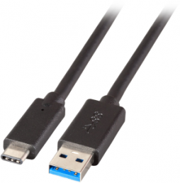 USB 3.2 connection cable, USB plug type C to USB plug type A, 0.5 m, black