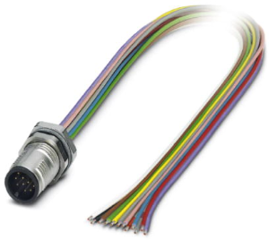 Sensor actuator cable, M12-flange plug, straight to open end, 12 pole, 0.5 m, 1.5 A, 1437122