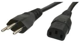 Device connection line, Switzerland, plug type J, straight on C19 jack, straight, H05VV-F3G1.5mm², black, 2.5 m