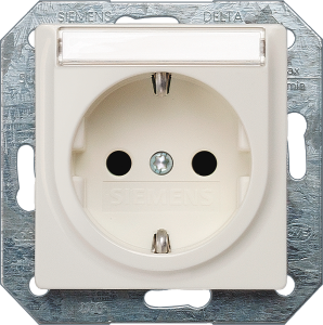 German schuko-style socket outlet with label field, metal, 16 A/250 V, Germany, IP20, 5UB1940