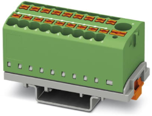 Distribution block, push-in connection, 0.14-4.0 mm², 19 pole, 24 A, 8 kV, green, 3273118