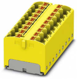 Distribution block, push-in connection, 0.2-6.0 mm², 18 pole, 32 A, 6 kV, yellow, 3273840