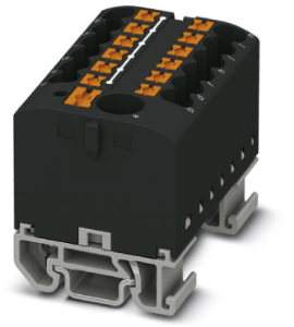 Distribution block, push-in connection, 0.14-4.0 mm², 13 pole, 24 A, 6 kV, black, 3274202