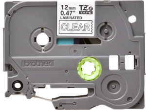 Labelling tape cartridge, 12 mm, tape transparent, font white, 8 m, TZE-135