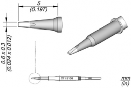 Soldering tip, Chisel shaped, Ø 0.3 mm, C115108