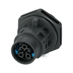 Circular connector, frontpanel, black, 3 poles, 0,5 - 2,5 mm², 400 V, 25A, screw, female, for AC