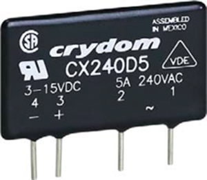 Solid state relay, 15-32 VDC, zero voltage switching, 12-280 VAC, 5 A, PCB mounting, CXE240D5
