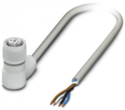 Sensor actuator cable, M12-cable socket, angled to open end, 4 pole, 1.5 m, PP-EPDM, gray, 4 A, 1404014