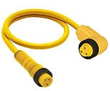 Sensor actuator cable, 7/8"-cable plug, straight to 7/8"-cable socket, angled, 3 pole, 1.5 m, TPE, yellow, 8 A, 16267