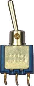 Toggle switch, metal, 1 pole, latching/groping, On-Off-(On), 0.4 VA/20 V AC/DC, gold-plated, 5238WCD