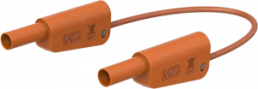 Measuring lead with (4 mm lamella plug, straight) to (4 mm lamella plug, straight), 1.5 m, orange, PVC, 1.0 mm², CAT II, CAT III