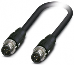 Network cable, M12-plug, straight to M12-plug, straight, Cat 5, SF/TQ, PE-X, 42 m, black