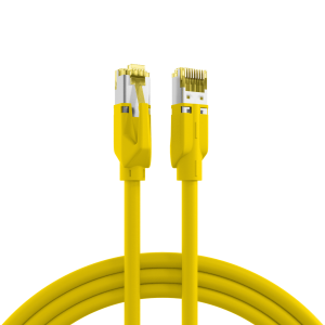 Patch cable, RJ45 plug, straight to RJ45 plug, straight, Cat 6A, S/FTP, LSZH, 7.5 m, yellow