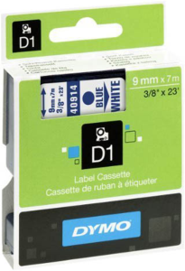 Labelling tape cartridge, 9 mm, tape white, font blue, 7 m, S0720690