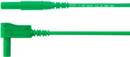 Measuring lead with (4 mm plug, spring-loaded, straight) to (4 mm plug, spring-loaded, angled), 250 mm, green, PVC, 1.0 mm², CAT III