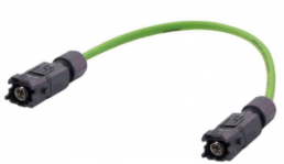 Sensor actuator cable, Han 1A CA M12, D coding to Han 1A CA M12, D coding, 4 pole, 10 m, PVC, green, 33504848807100