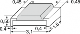Resistor, thick film, SMD 1206 (3216), 1 Ω, 0.25 W, ±5 %, RC1206JR-071RL