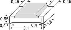 Resistor, thick film, SMD 1206 (3216), 1 kΩ, 0.25 W, ±1 %, RC1206FR-071KL