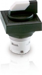 Selector switch, illuminable, latching, waistband square, white/black, 2 x 60°, mounting Ø 16.2 mm, 1.30.073.741/2000