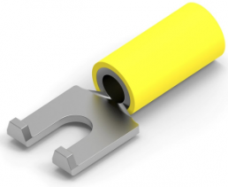 Insulated forked cable lug, 2.62-6.64 mm², AWG 12 to 10, M4, yellow