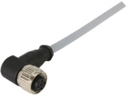 Sensor actuator cable, M12-cable socket, angled to open end, 3 pole, 0.5 m, PVC, gray, 21348700383005