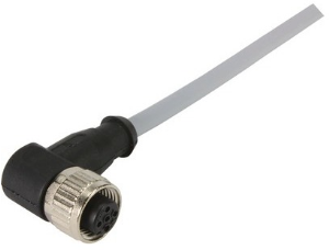 Sensor actuator cable, M12-cable socket, angled to open end, 3 pole, 1 m, PVC, gray, 21348700383010