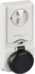 CEE surface-mounted socket, 4 pole, 16 A/480-500 V, black, 7 h, IP65, 82187