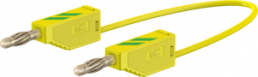 Measuring line with (4 mm plug, spring-loaded, straight) to (4 mm plug, spring-loaded, straight), 500 mm, green/yellow, PVC, 1.0 mm², CAT O