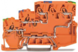 3-wire actuator supply terminal, push-in connection, 0.14-1.5 mm², 2 pole, 28 A, orange, 2000-5357/102-000