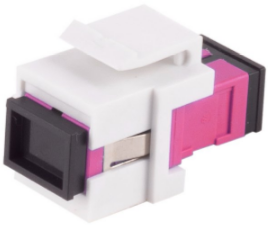 Fiber optic connector, SC simplex socket to SC simplex socket, OM4, multimode, ceramic, purple, BS08-10213